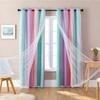 Double Layer Gradient Rainbow Blackout Curtains with Star Cutouts for Kids Room Bedroom Living Room Decor