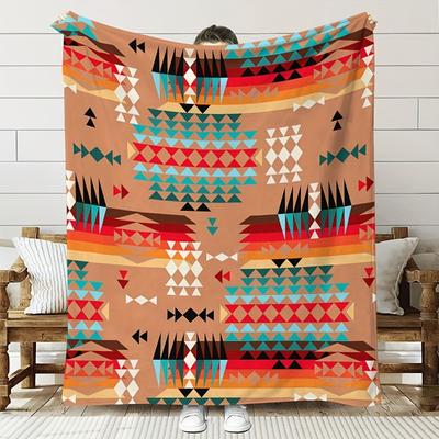 Vintage Western-Style Flannel Throw Blanket - Soft, Cozy, Warm All-SeasonIdeal for Office, Outdoor Camping & Travel Portable