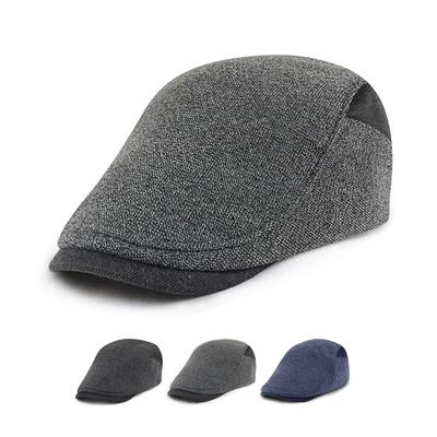 Stitching Men Peak Cap Autumn Winter Forward Cap Warm Middle-Aged Old Cap