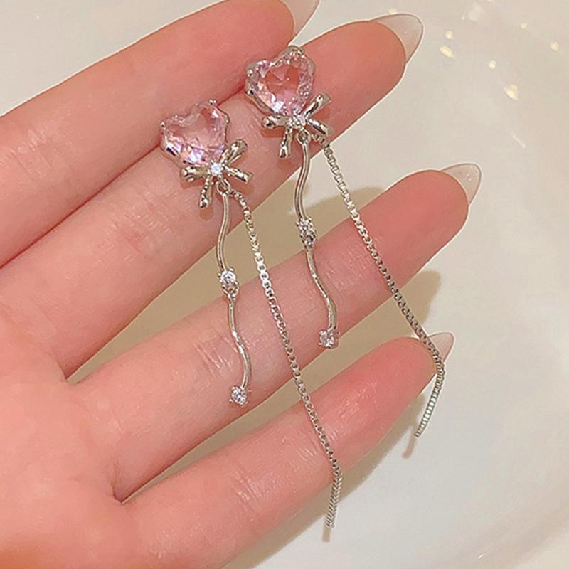 Dlouhá Láska Náušnice Sladké Srdce Střapec Dámské Náušnice Y2K Styl Visací Náušnice Párty