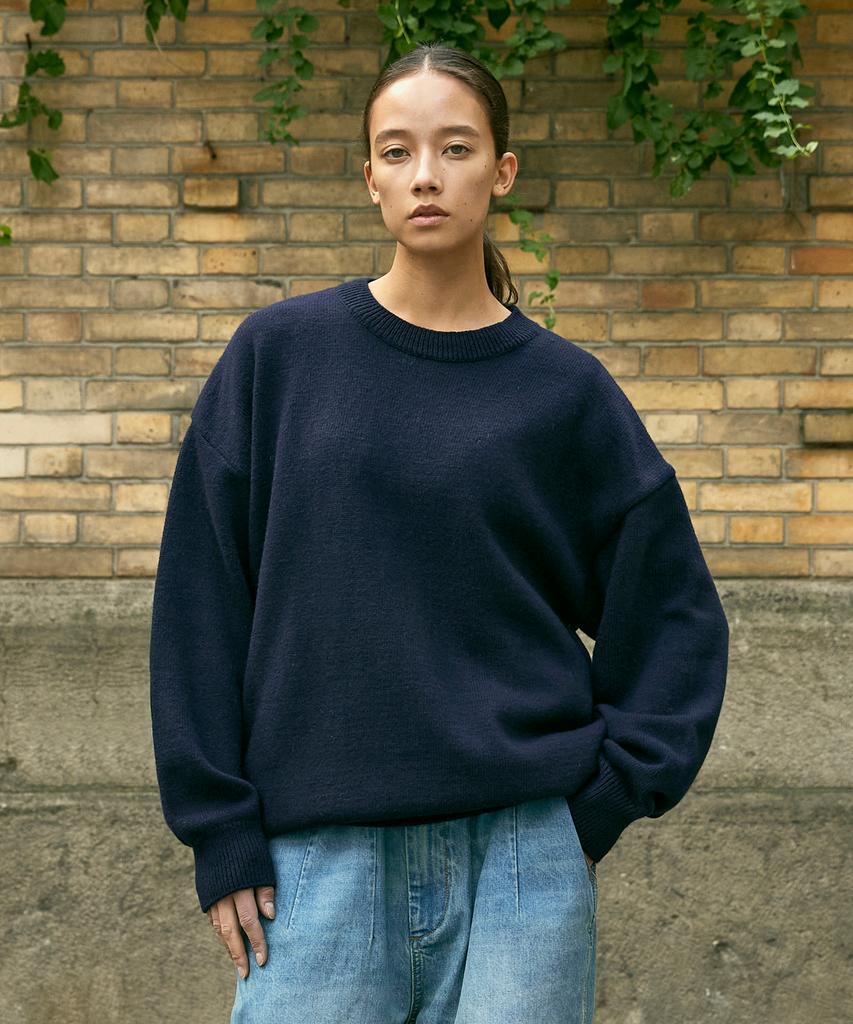 MINIMALPROJECT Wool Embroidered Round Knit Mnt103 [Navy]