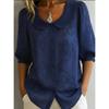 Camicia da Donna Casual Vintage Nuova Primavera/Estate 2026 Bottoni Ricamo Floreale Manica Media