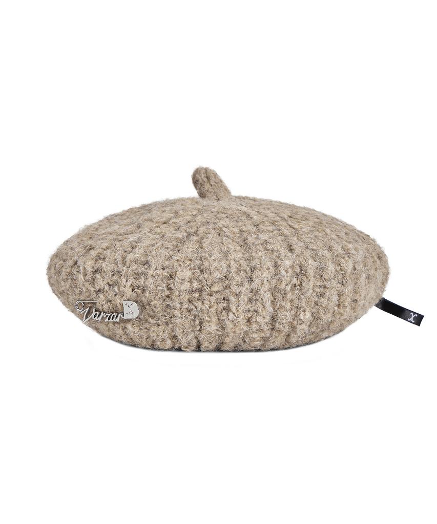 Bajal Safety Pin Knit Beret Dark Beige