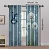 2pcs   Fashionable Curtains Depicting Sky Blue   Gray Dandelions and Butterflies Fabric (without Rod) Gifts Perfect for Bedroom &