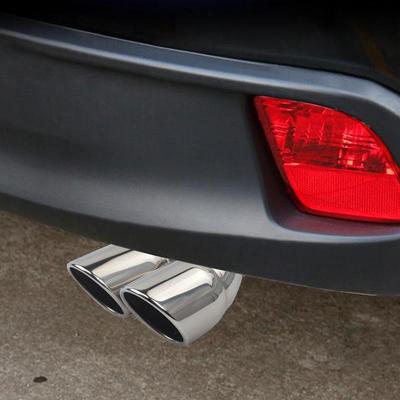 Bolt-on Dual Exhaust Tip Rolled Stainless Steel Square End One Change Two Double Slant Cut Tailpipe Muffler Tip 3 Inch Inlet