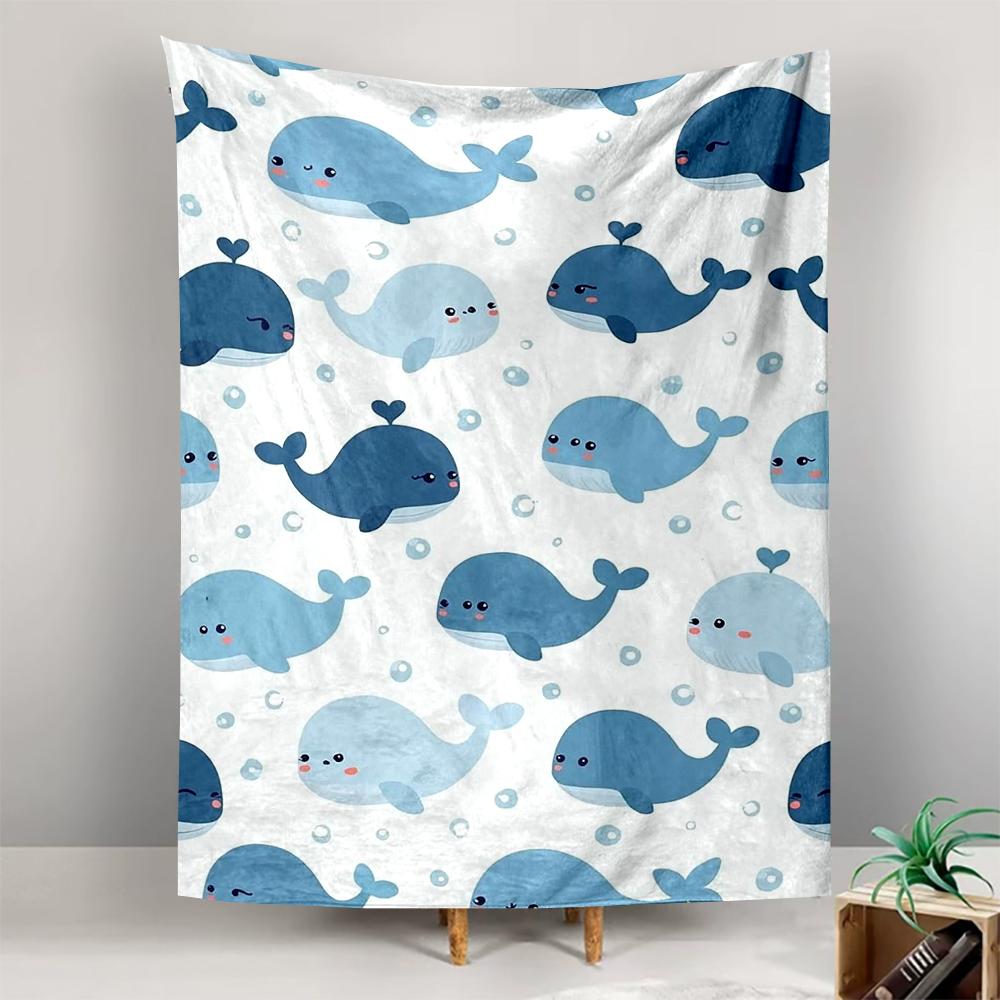 Cute Cartoon Blue Whales Pattern Patterned tapestry for bedroom and living room home decor