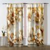 2pcs  Golden and white rose curtains   European court style living room   bedroom   drawbar   pocket style window decoration