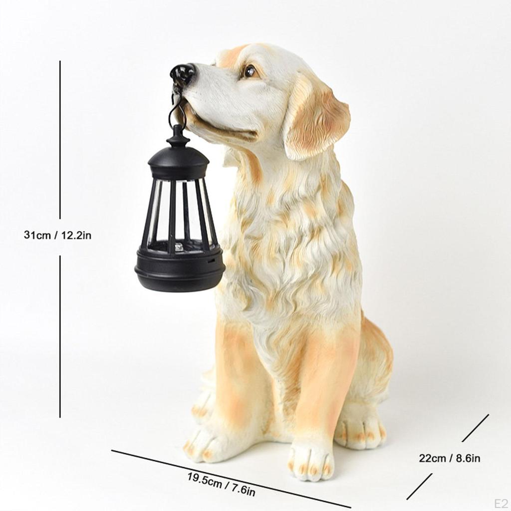 Dog Sculpture with Solar Light for Outdoor Use, Resin Figurine Garden