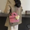 Fashion lamb plush square women's bucket bag new casual literary commuter women's shoulder crossbody bag