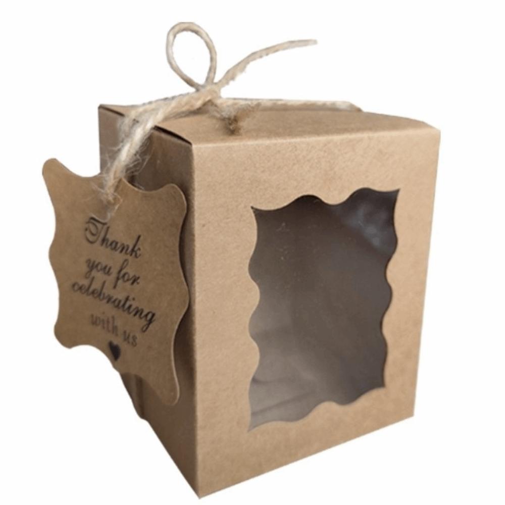 10pcs Top Quality Clear Window Packaging With Twine Packaging Supplies Folding Retro Boxes  Wedding хаки