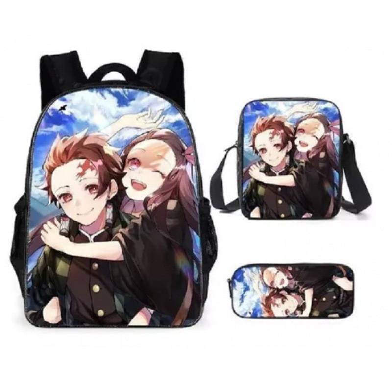 Demon Slayer Kimetsu No Yaiba Backpack Set With Breathable Polyester For School And Travel