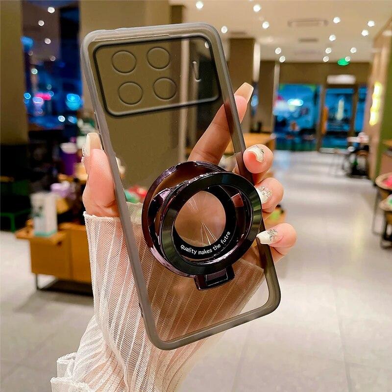 

Чехол для телефона Tecno Spark 20 Pro + 20Pro Plus Прозрачный противоударный мягкий чехол с магнитным держателем-подставкой Полная защитная пленка для камеры силиконовый чехол Spark 20 ProPlus 4G чёрный