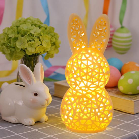 3D Printed Rabbit Lamp Hollow Bunny Night Light for Kid's Room Bedroom Nursery Easter Party Table Decoration