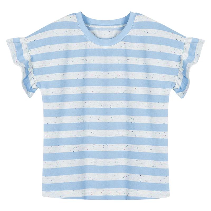 Fuluomi Girls Sweet Ruffle Striped Short Sleeve T-Shirt 110