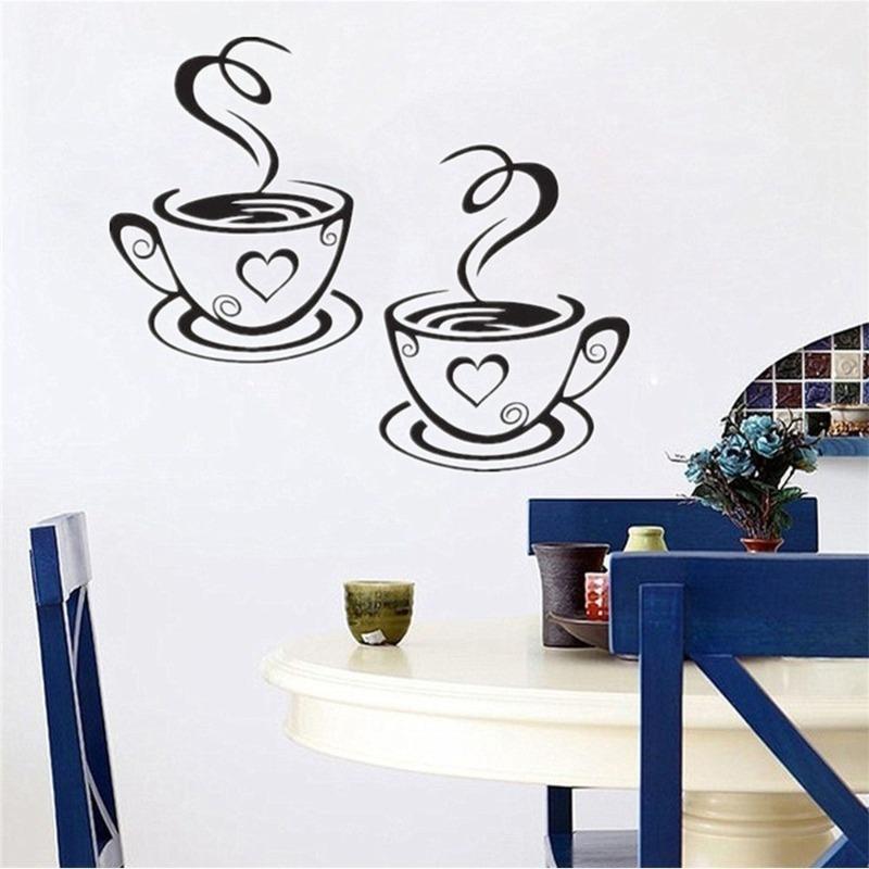 Mural Decals Kitchen Restaurant Cafe Tea Wall Stickers Art Coffee Cup Stickers Wall Decoration Background Wall Stickers.