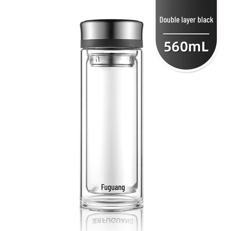 FUGUANG Double-Layer Portable Glass Water Bottle