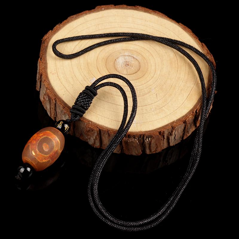 Sky Bead Necklace Xizang Nine Eye Sky Bead Pendant with Black and White Natural Agate for Men and Women