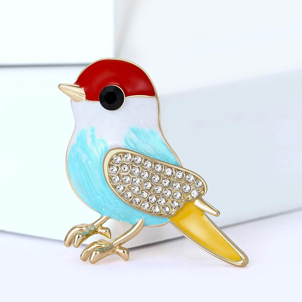 Fashion Enamel Bird Brooch for Women Unisex Rhinestone Animal Pins Keychain Event Party New Gifts Jewelry Decoration Accessories