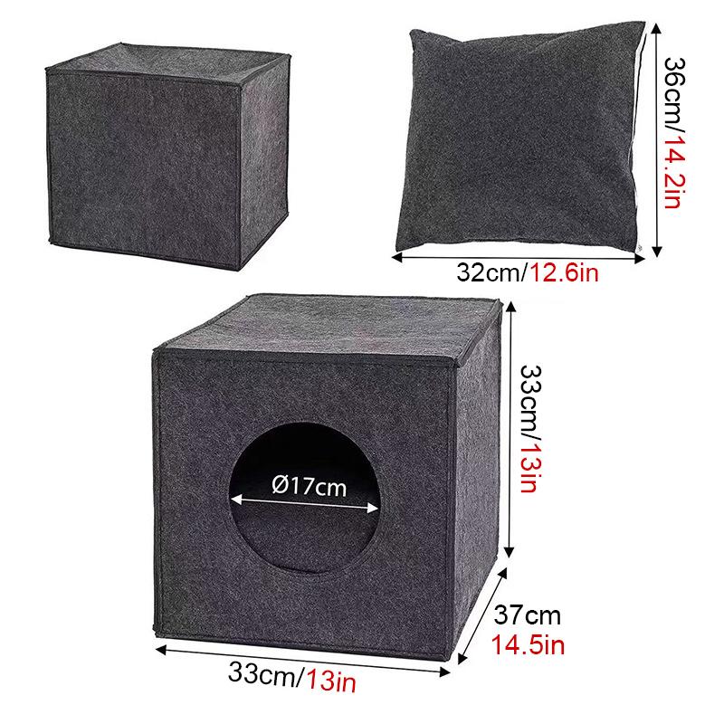 Soft Felt Cats Bed Cube House Cave Sleeping Bag Cushion Kitten Hiding Nest Cat Portable Carrier Bag Outdoors Creative Breathable
