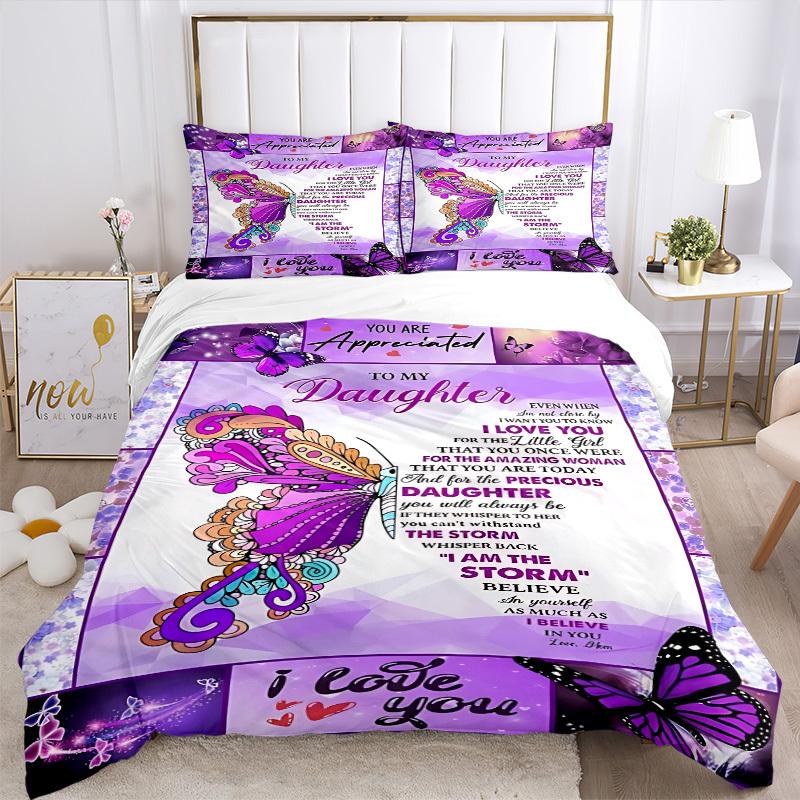 3pcs Daughter Appreciation Quote Duvet Cover Set - Includes 1 Duvet Cover and 2 Pillowcases, No Quilt Core, All-Season Home Decor yy251111003