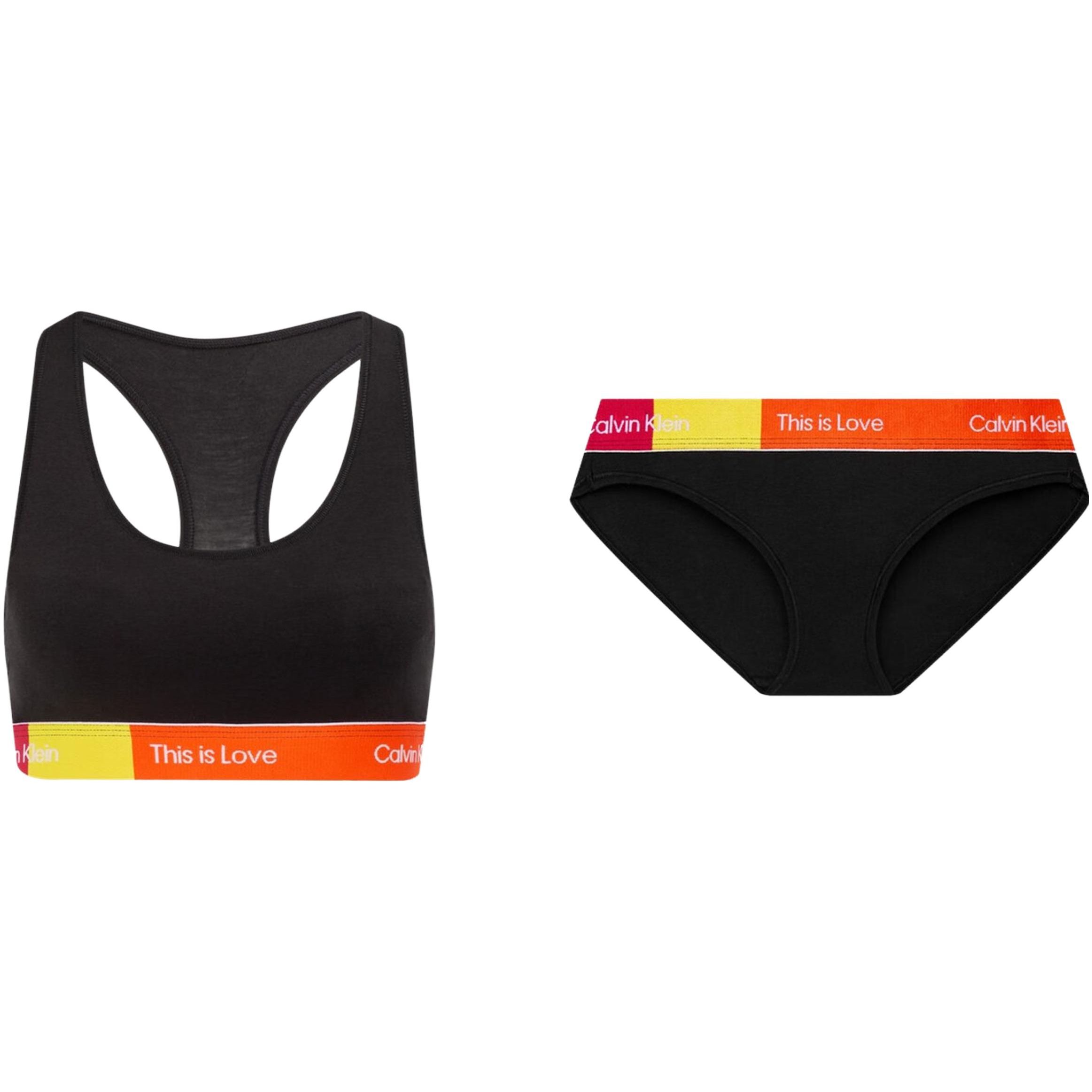 

Calvin Klein Rainbow Collection Modern Gravity Logo Letter Square Neck Bralette Bikini Triangle Slim Underwear Set QF7253AD-UB1+QF7256AD-UB1 S