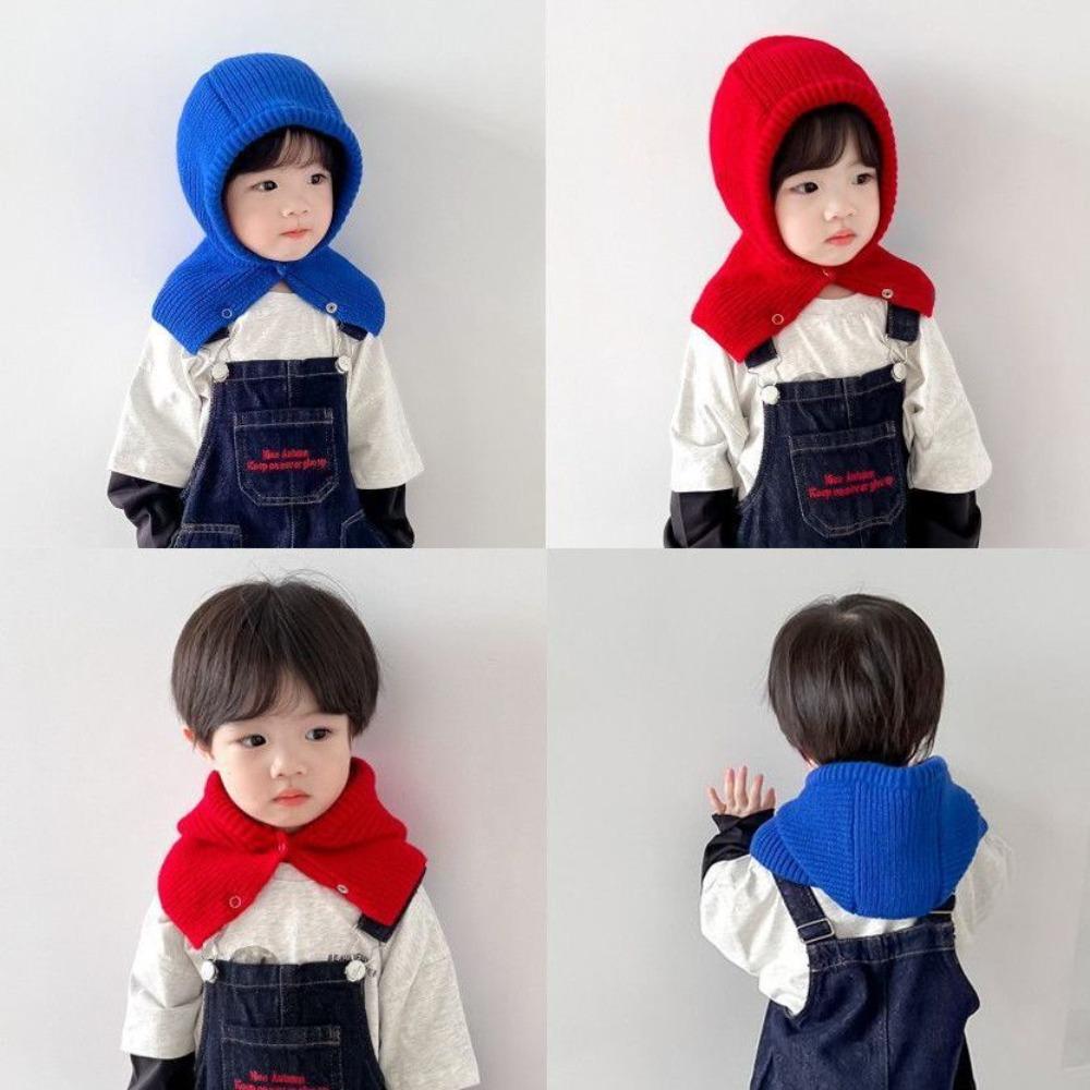 Thickened Knitted Woolen Hat Korean Style Children Plush Beanie Lovely Kids Scarf Hat Set  Toddler