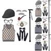 Disfraz de abuelo premium con peluca, chaleco elegante y accesorios para niños y adultos.