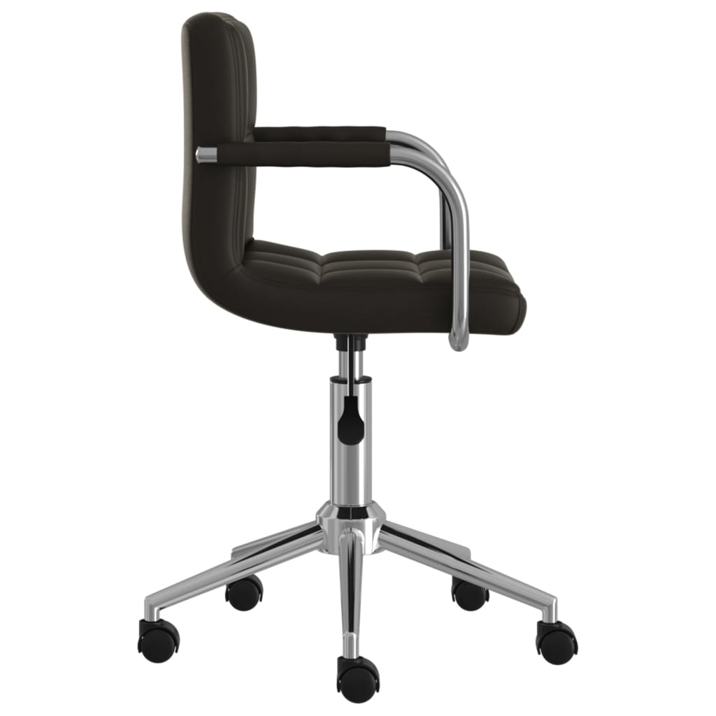 Vidaxl Swivel Office Chair, Black, Upholstered with Faux Leather