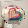 1pc Rainbow Hearts Decor Automatic Open/Close Umbrella, Formal Events - Ideal Gift for Family or Friends, Outdoor Accessory yy251211220