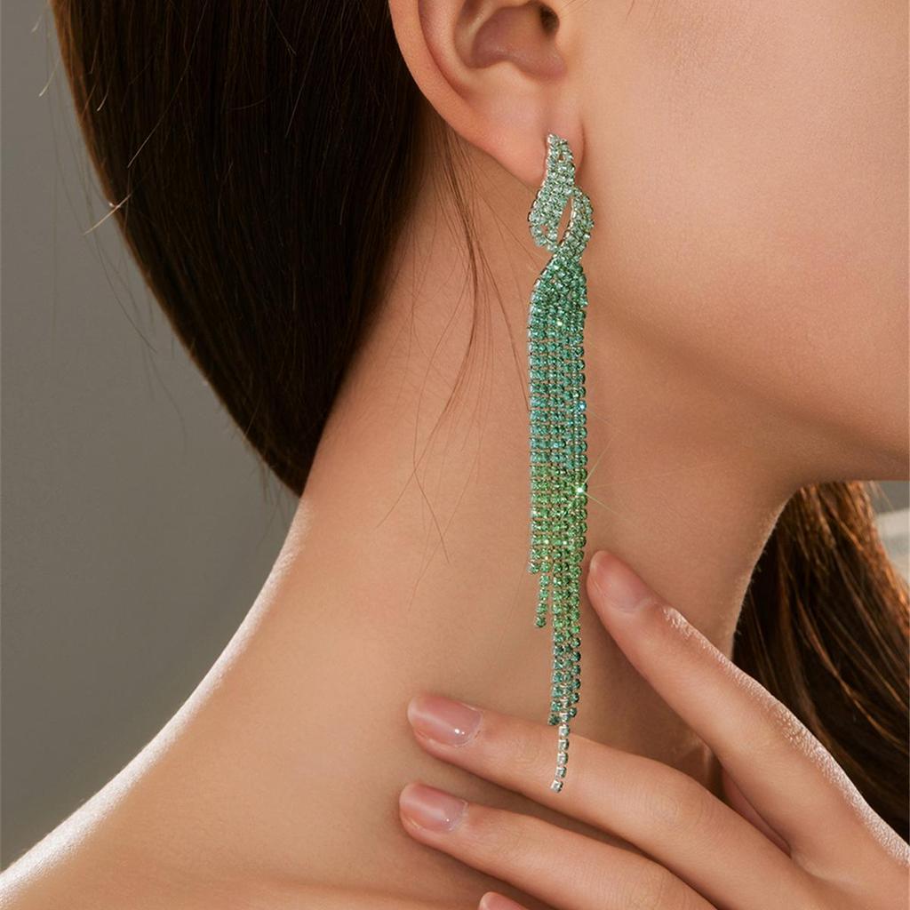 Pendientes de Borla de Diamantes Completos Brillantes de Lujo DINGKA para Mujer - Joyería de Tachuelas de Personalidad Exagerada