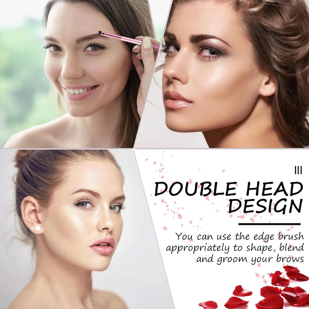 6 Pieces Dual-Ended Brow Brush, Eyebrow Brush, Angled Eye Brow and Spoolie Brushes, Shaping and Filling Eyebrows, Eyebrow Spoolie Brushes for Precise