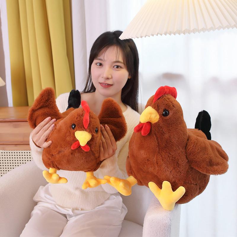 30-40cm Kawaii Rooster Cock Doll Simulation Chicken Plush Toy Soft Stuffed Animal Poultry Chicken Pillow Birthday Gifts For Kids