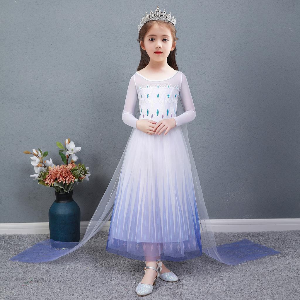 2021 Frozen 2 Princess Elsa Dress Girls Elsa Dress Summer Children's Skirt Dress Love Sand