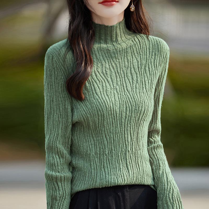 DAFIFY Moda dama ocazional toamna iarna imprimeu culoare uni cu maneca lunga jumatate pulovere cu guler