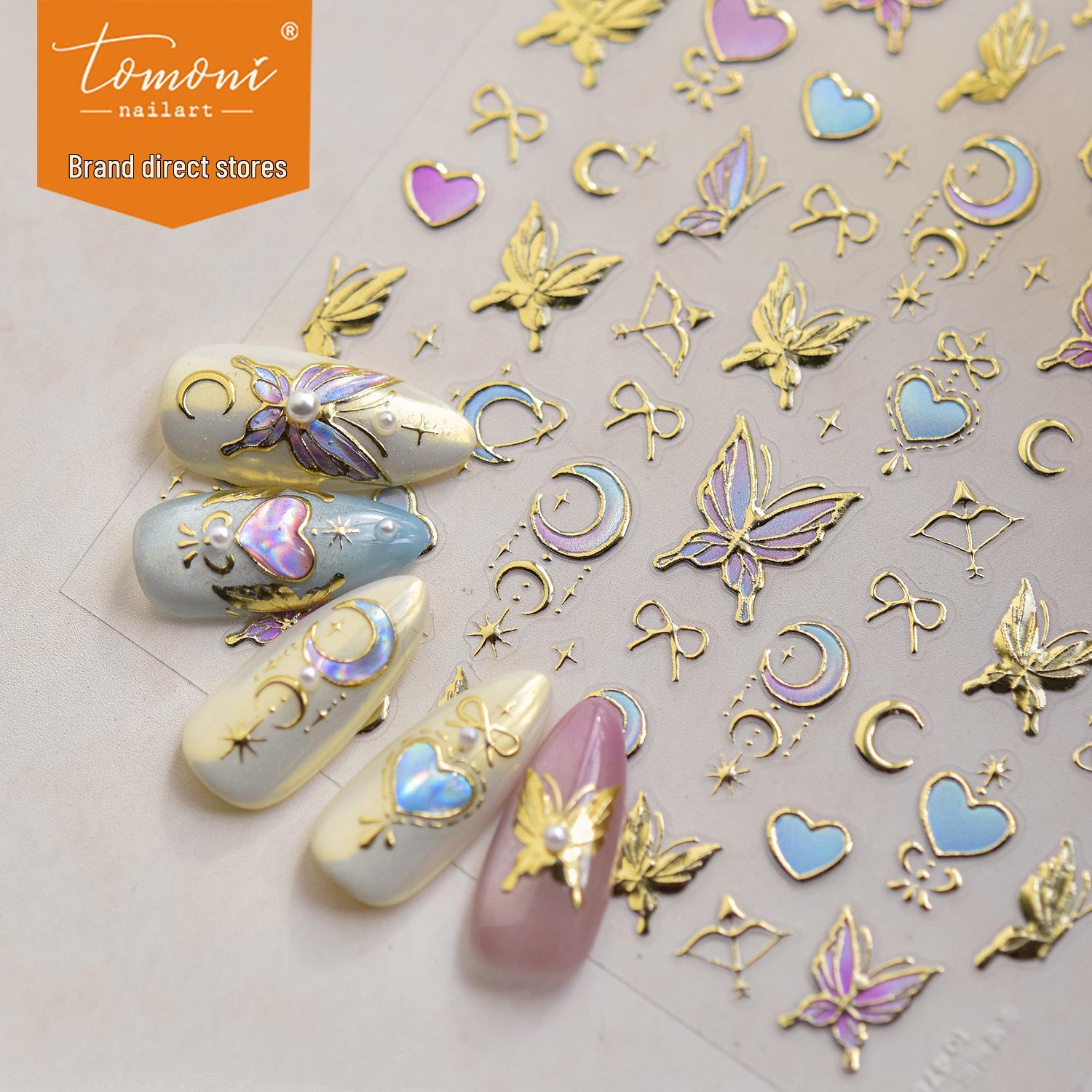 

Tomoni Japanese Nail Art Stickers - Butterfly, Star & Moon Designs