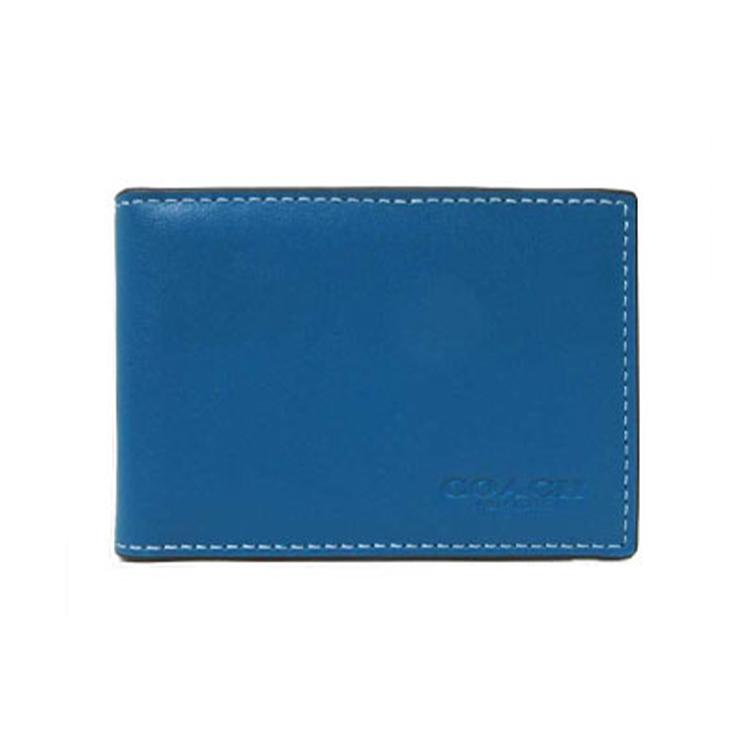 New COACH 3 IN 1 Wallet Calfskin Card Holder, Wallet Men's Blue CH084-QBVFG