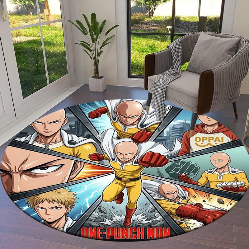 Onepunch Man Round Area Rug Carpet Rug For Living Room Bedroom Sofa Playroom Decor Nonslip Floor Mat