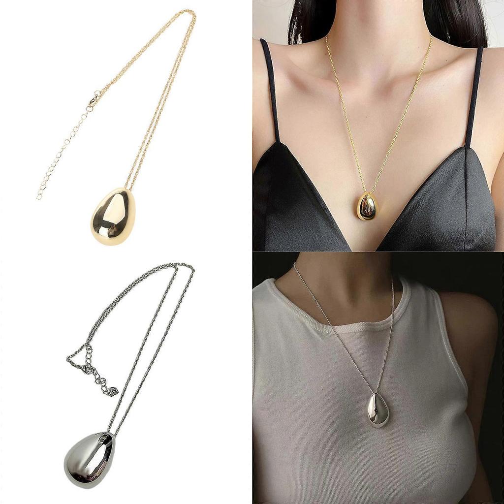Stylish Waterdrop Pendant Necklace Simple Smooth Waterdrop Pendant Neckchain Adornment Eye Catching Neck Accessory M