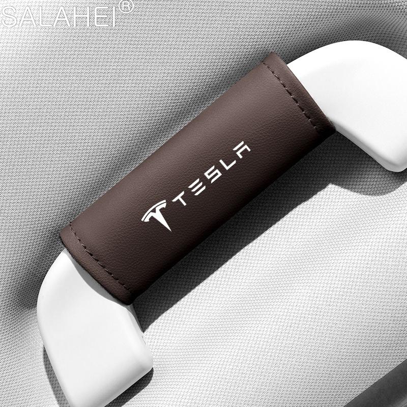 ALN1 Maniglia a strappo per bracciolo sul tetto dell'auto Guanti Maniglia morbida in pelle Copertura protettiva per Tesla Model 3 Model Y Model S Model X Accessori Auto
