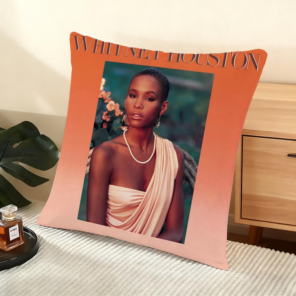 Cushion Cover Silky Short Plush Home Sofa Cushion Cover - Invisible Zipper Home Decoration Whitney Houston Album