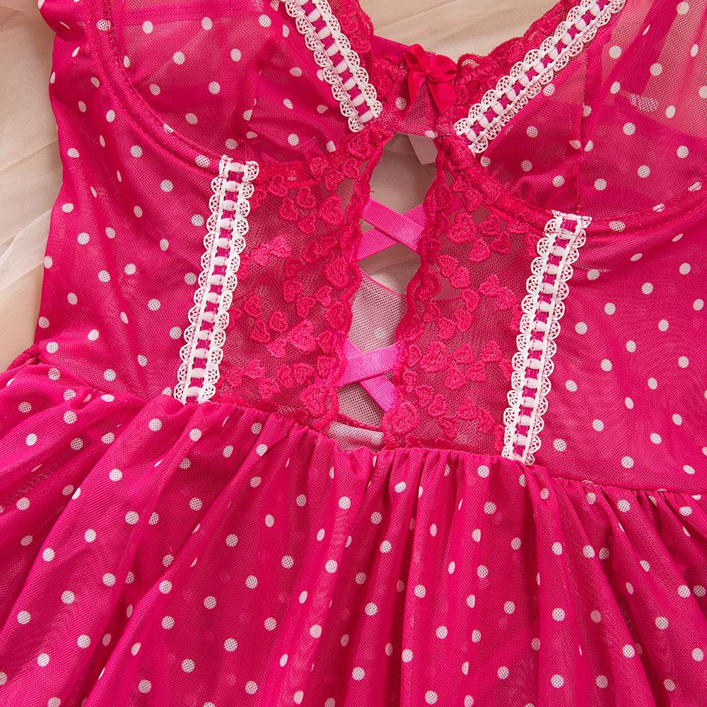Olayna European-American Polka Dot Embroidered Nightgown with Stockings