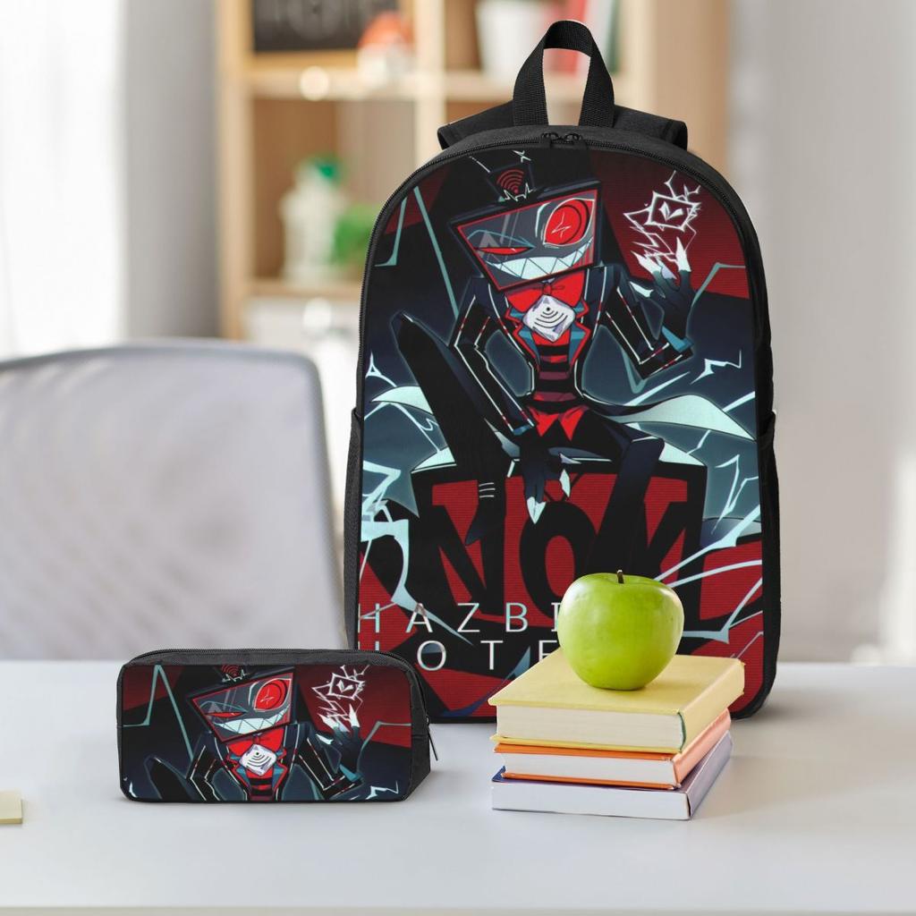 3Pcs Hazbins Hotels Theme Backpack Set for Girls Boys Pen Bags Bookbag Sets with Lunch Box For Primary School Students Knapsack