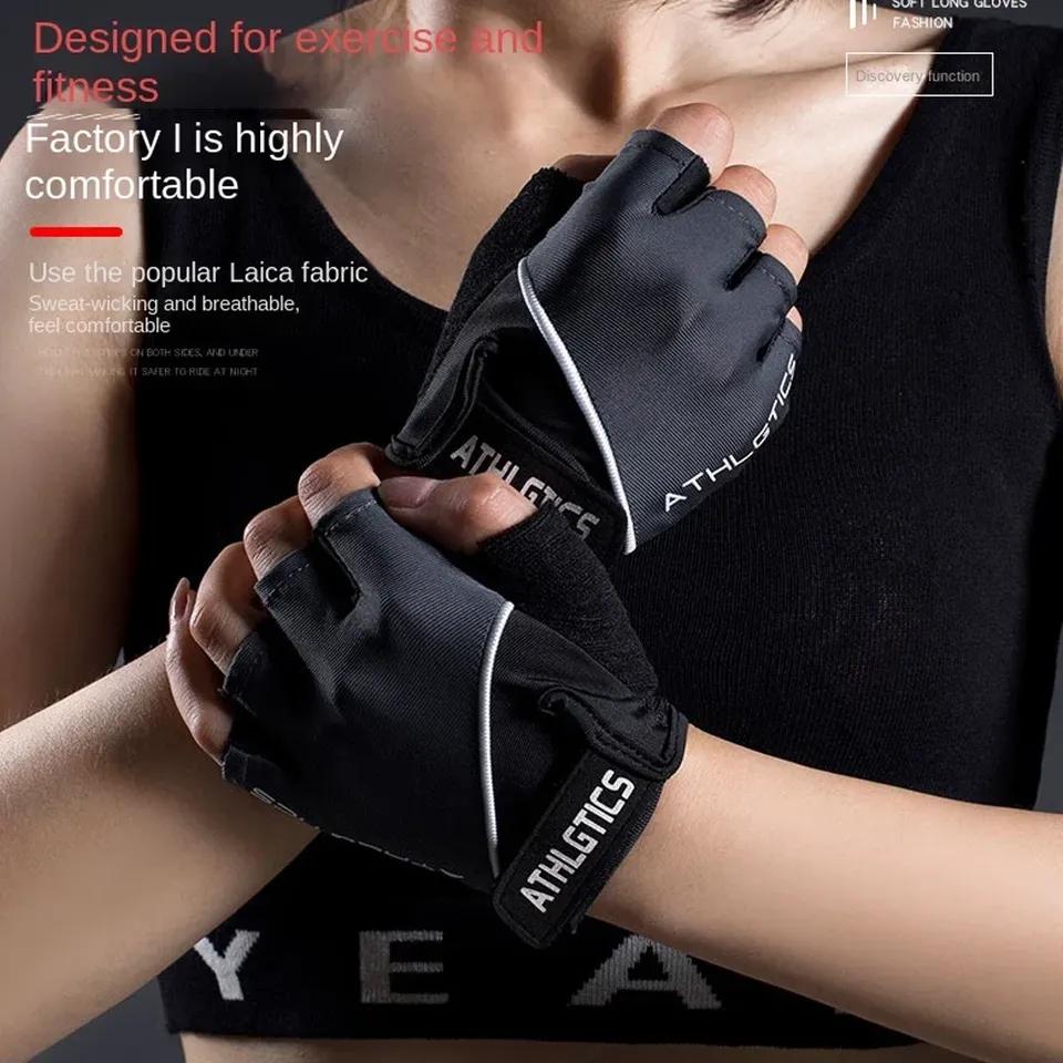 1 Paar Atmungsaktive Radhandschuhe Workout Fitnesshandschuhe für Männer Frauen Gewichtheben Fingerlose Handschuhe Training Übung Fitness