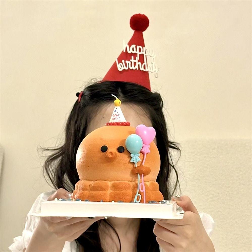 Party Supplies Cake Topper Fur Ball Baby Shower Decor INS Style Birthday Hat  for Party Decor