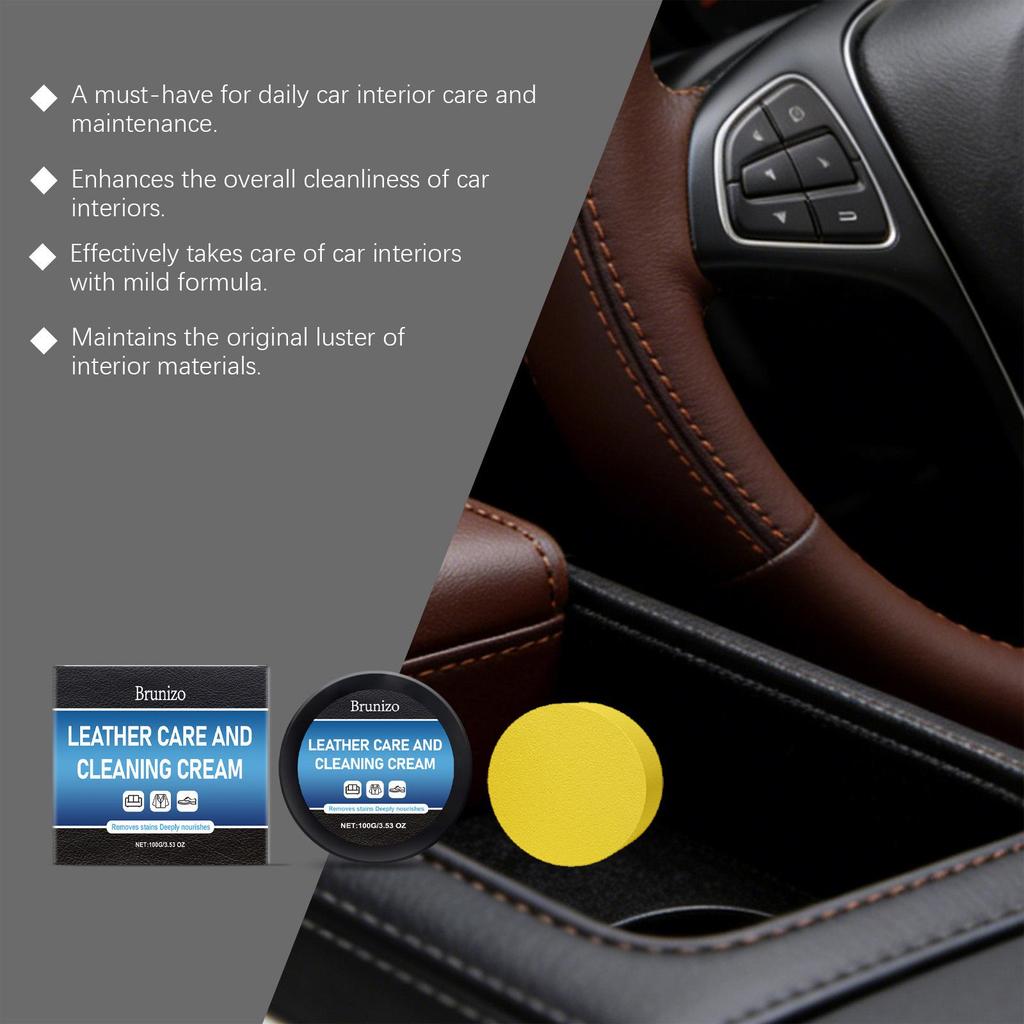 Brunizo Leather Care Cream: Gentle Cleaner & Renovator for Car Interiors