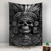 Tapestry Aztec Skull Mayan Calendar Black White Relief Poster Wall Art for Office