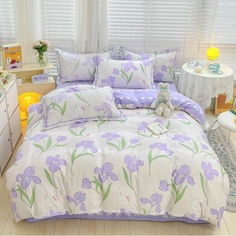 

Comforter Foam Cotton Four Piece Set Skin Friendly Printed Sheet Bed Sheet Cotton Printed Four Piece Set Comforter (quilt)-EU Single(135*200cm)3pcs