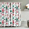 Christmas Decor Shower Curtain Fabric Bathroom Set Gnomes, Cupcakes Donuts Festive Print Waterproof Bath Liner Red Green White (
