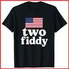 Two Fiddy Funny 250th Birthday USA Celebration Black Cotton T-Shirt S-5XL