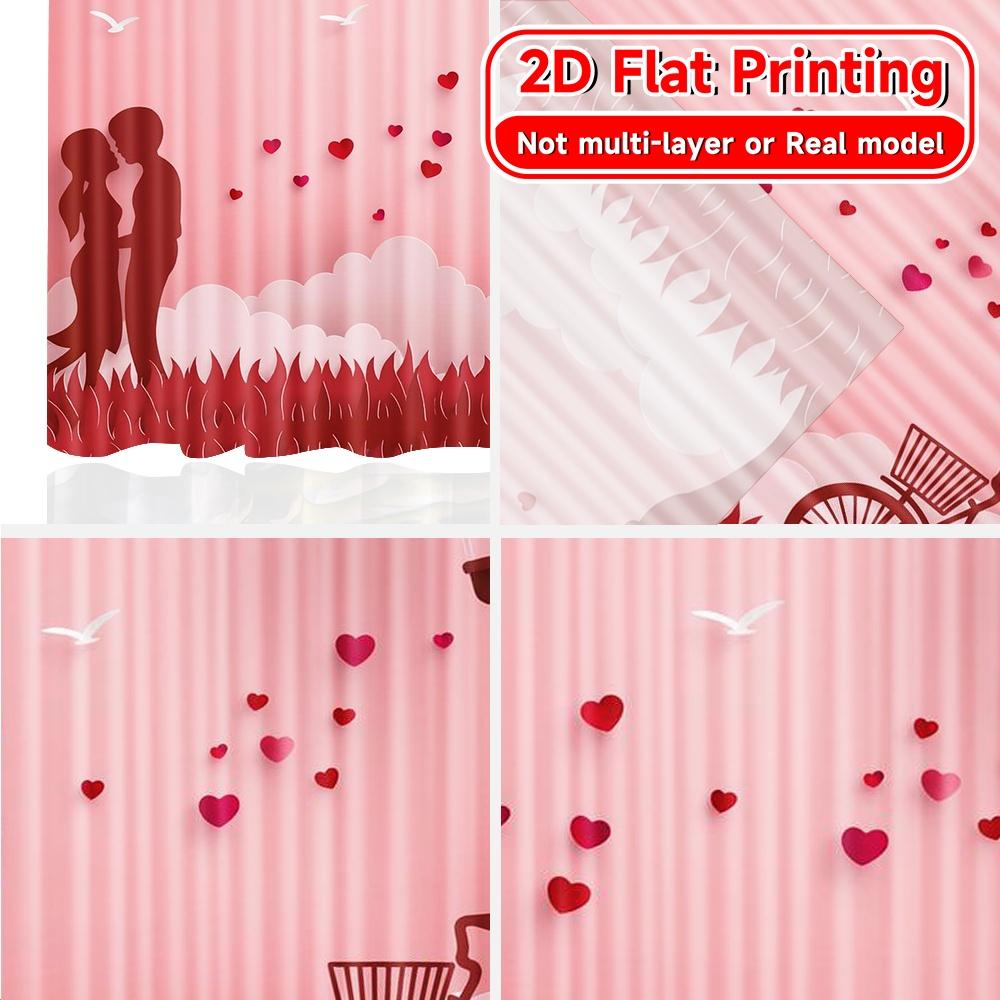 2D Flat Printing  2pcs Love In Air Minimalist Chic Curtains Versatile Durable Polyester Curtains Versatile All Perfect for